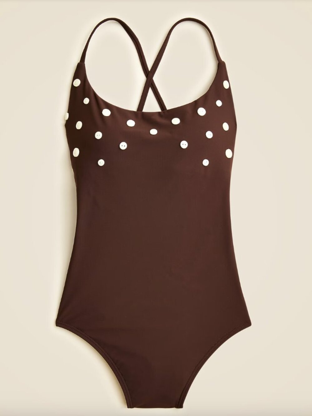 NWT! J. CREW Inky Espresso Button-trim Scoopback One-piece Swimsuit Size 8